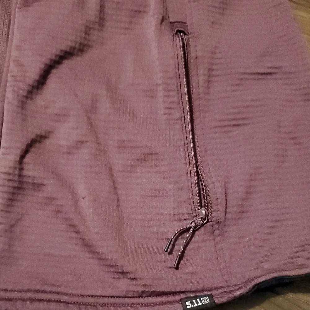 5.11 Tactical Ribbed Mauve-Burgundy Full-Zip Mid Layer Jacket - Picture 4 of 11